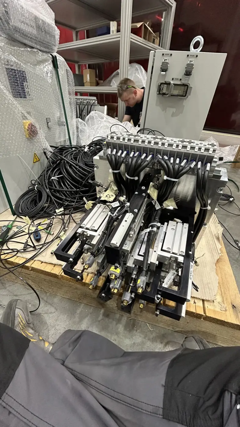 Technician preparing a control cabinet